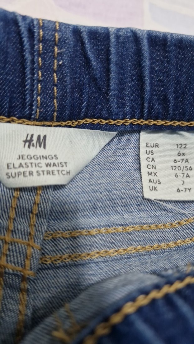 H&M kız çocuk 6/7 yaş beli lastikli dar streç Kot Pantolon - Görsel 3