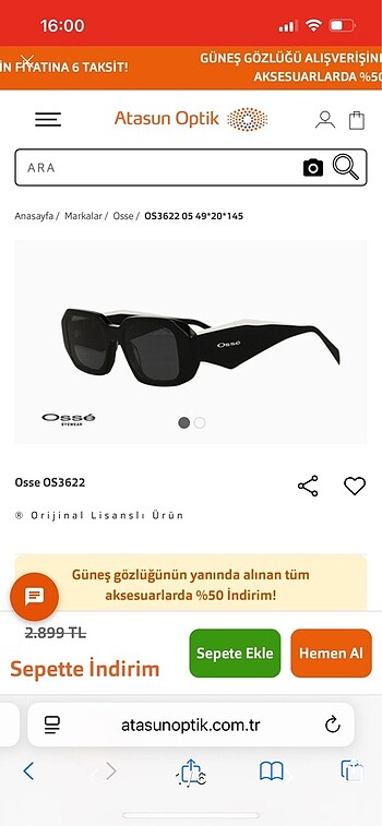 Osse güneş gözlüğü