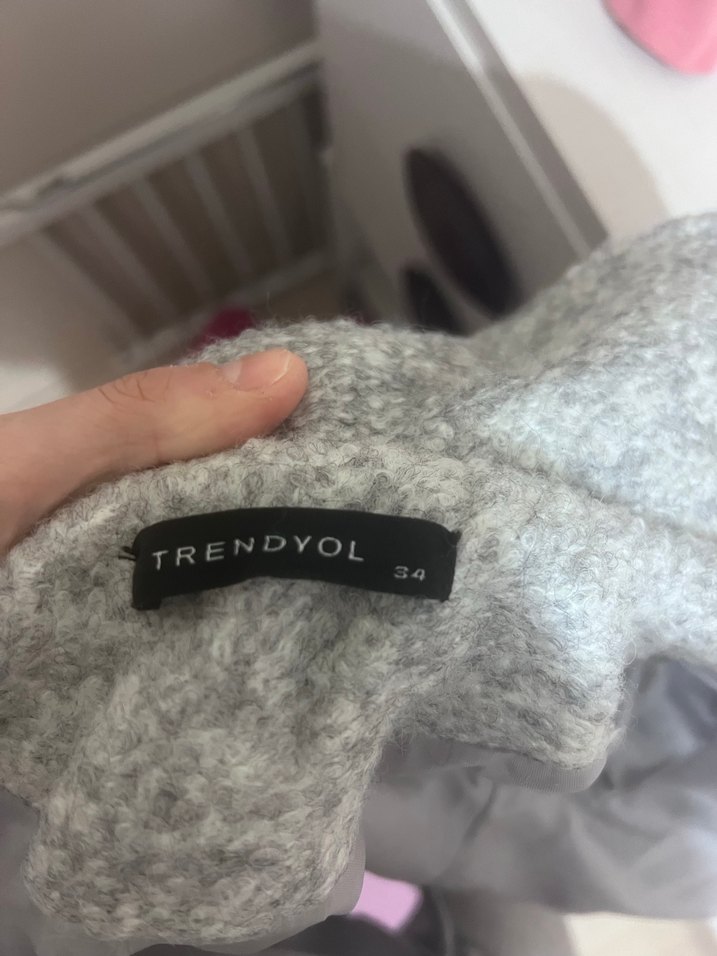 Gri Uzun Kadın Kaban - Görsel 5