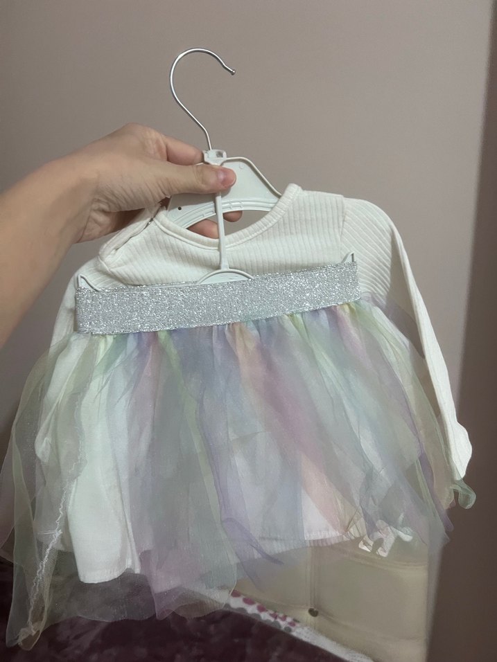 Unicorn Baskılı Beyaz Kız Çocuk Uzun Kollu Tişört - Görsel 2