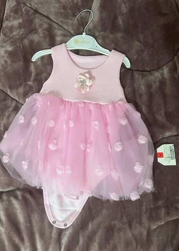 Pembe Nakışlı Kolsuz Kız Çocuk Elbise - Görsel 2