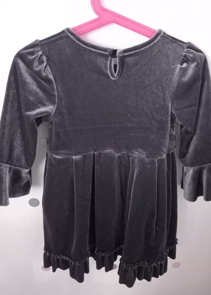 Gri kadife elbise - Görsel 2