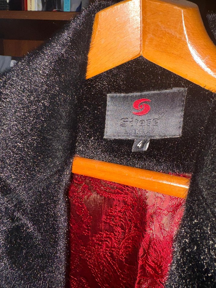 siyah Uzun Kollu Peluş Kadın Kaban - Görsel 2