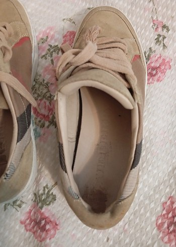 Bej Süet Kadın Dolgu Topuk Spor Ayakkabı - Görsel 3