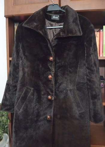 Düğmeli Kahverengi Kadın Kaban - Görsel 2