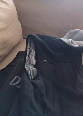 Koyu Gri Baskılı Erkek Çocuk Biker Yelek - Görsel 3