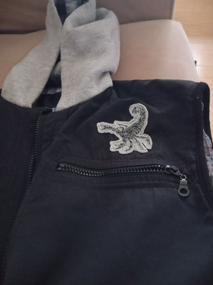 Koyu Gri Baskılı Erkek Çocuk Biker Yelek - Görsel 4