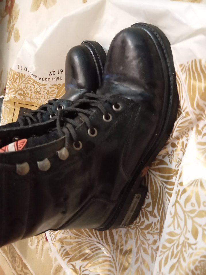 Siyah Deri Biker Botlar  kavucuk Topuklu 37. numara - Görsel 2