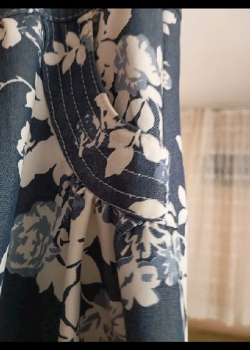 Gri Çiçekli Pilili Uzun Etek - Görsel 3