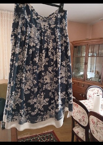 Gri Çiçekli Pilili Uzun Etek - Görsel 2