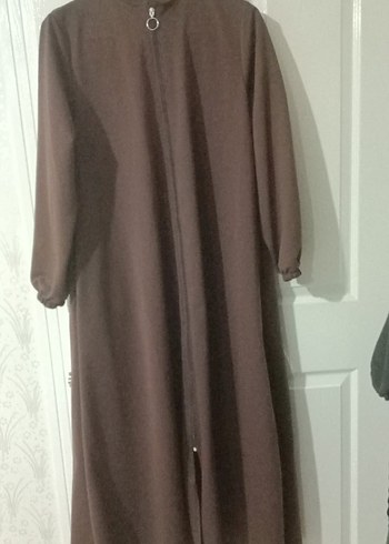 Kadın Kahverengi Uzun Rahat ferace - Görsel 3