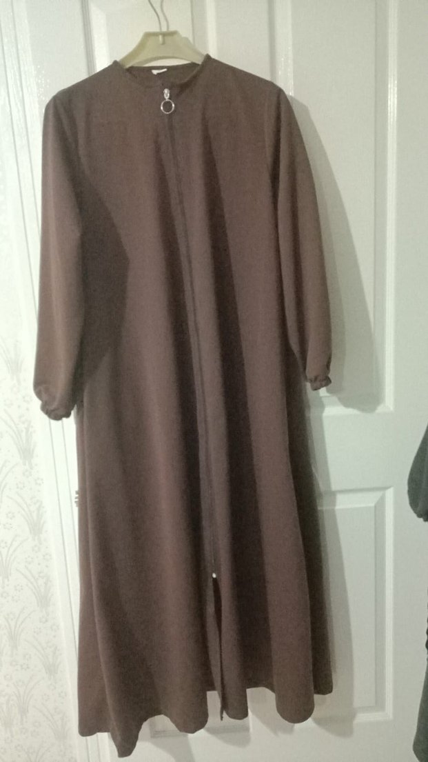 Kadın Kahverengi Uzun Rahat ferace - Görsel 3