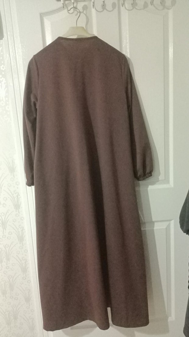 Kadın Kahverengi Uzun Rahat ferace - Görsel 2