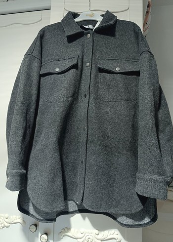 Gri Düğmeli mont - Görsel 3