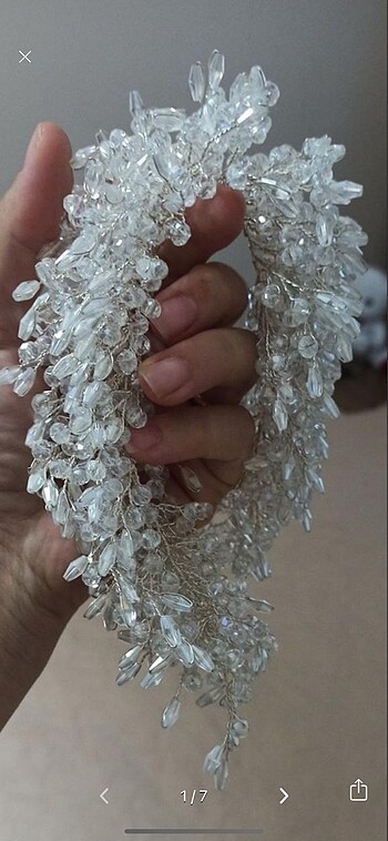 Kristal boncuklu gelin baş aksesuarı