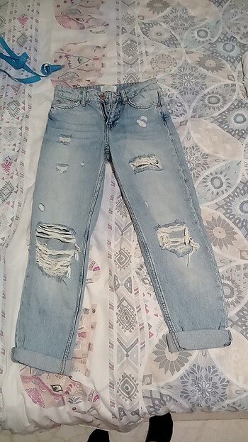 bershka mavi kot pantolon 32 beden 