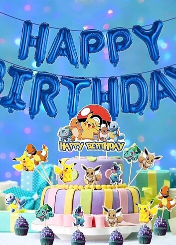  Beden Pokemon temalı doğum günü malzemesi