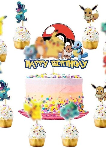 Beden Renk Pokemon temalı doğum günü malzemesi