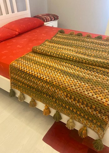 Pastel Tonlarda Çok Renkli Batik Desenli Battaniye - Görsel 2