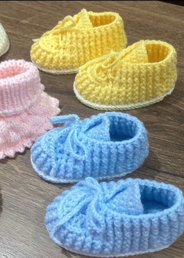 Örgü bebek patiği 1 çift - Görsel 3