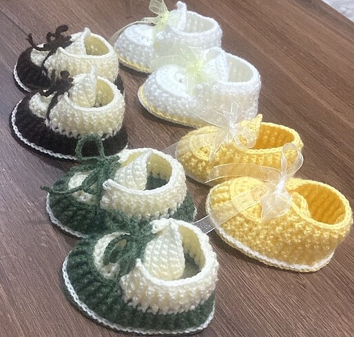 Örgü bebek patiği 1 çift - Görsel 6