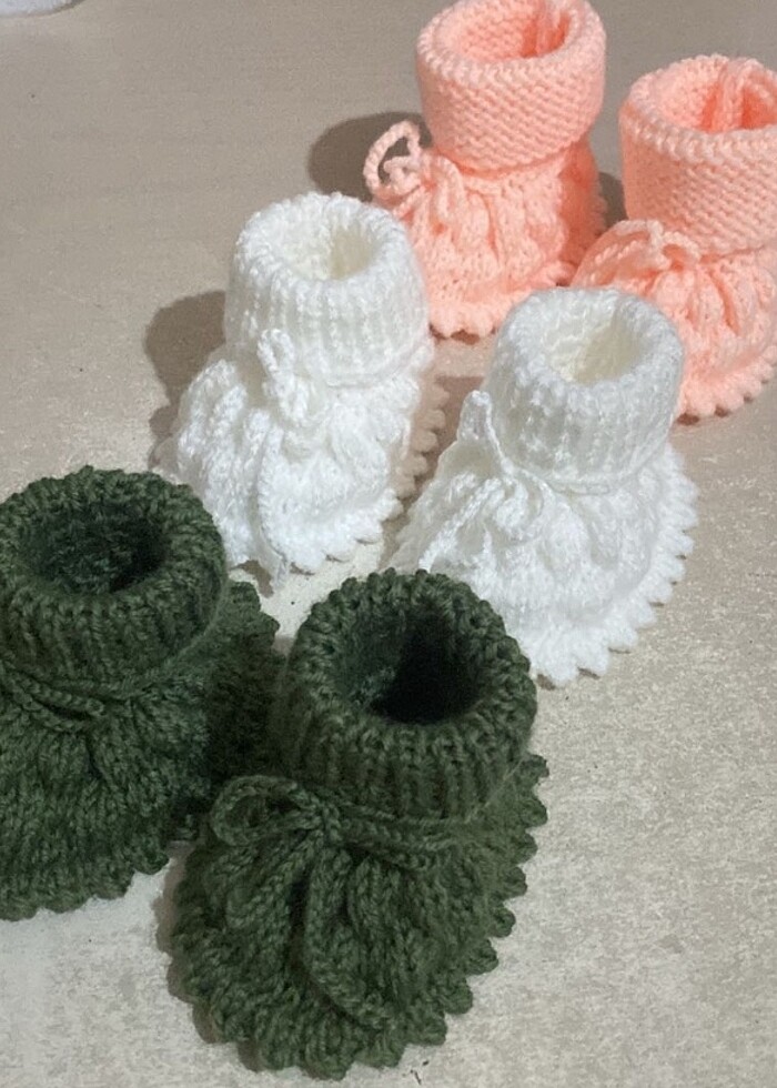 Örgü bebek patiği 1 çift - Görsel 5