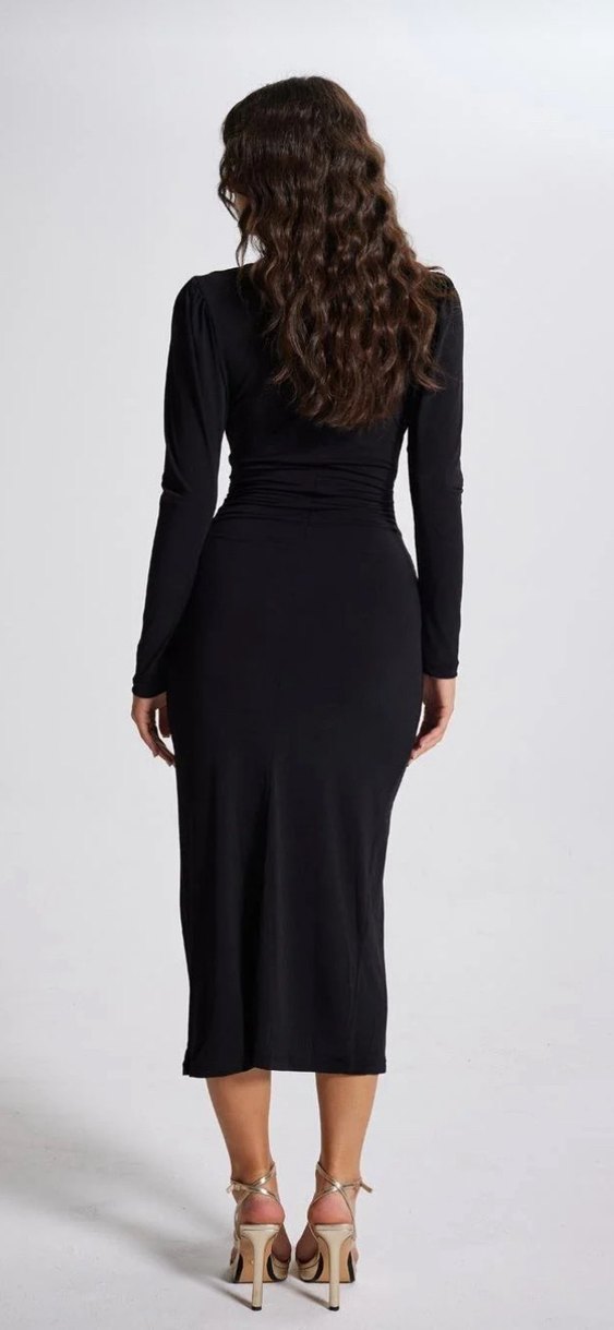 holly lolly V yaka karpuz kol maxi moonlight elbise - Görsel 4