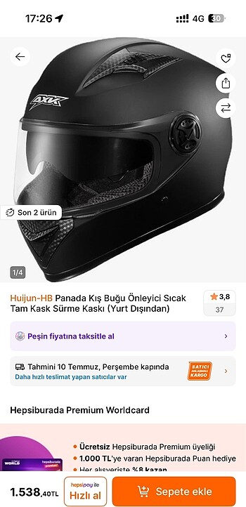 Birkaç kez kullanılmış tertemiz kask