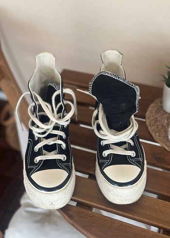 Siyah Platform Topuklu Kadın Spor Ayakkabı - Görsel 5