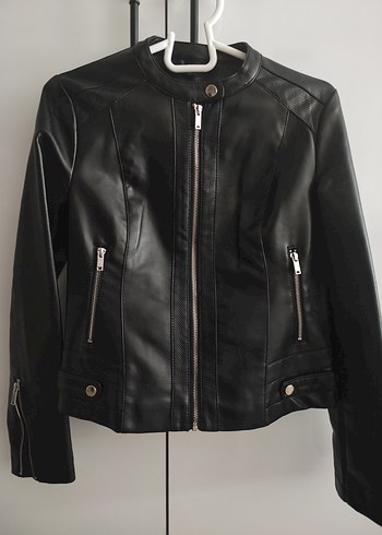 Zara Siyah Deri Biker Ceket