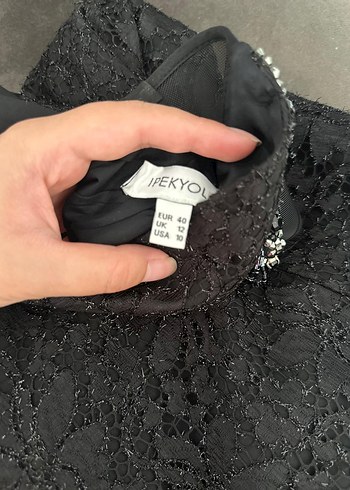 42 Beden Dantel İşlemeli Siyah Gotik Midi Elbise