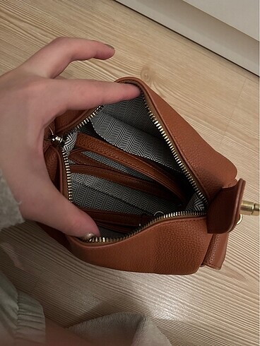 Deri taba rengi mini çapraz çanta - Görsel 6