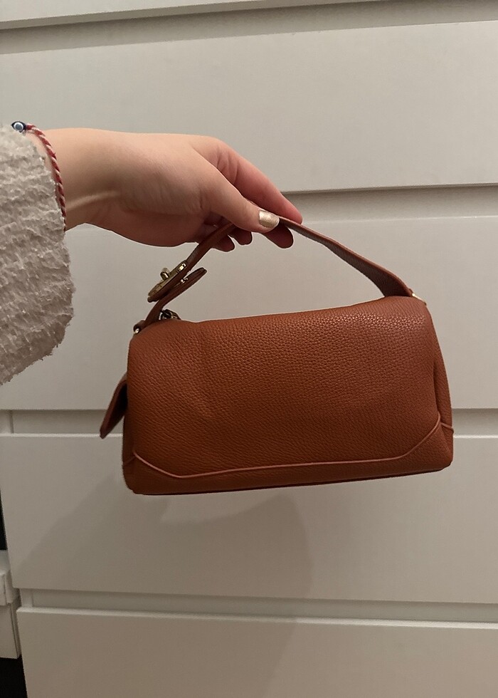 Deri taba rengi mini çapraz çanta - Görsel 3