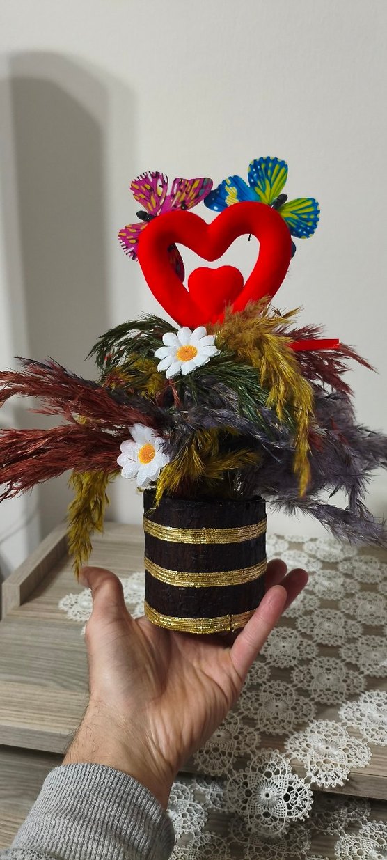 Renkli Kelebekli Dekoratif Vazo - Görsel 2