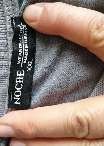 Gri renkli yarım kollu Xxl sweatshirt noche marka. - Görsel 3