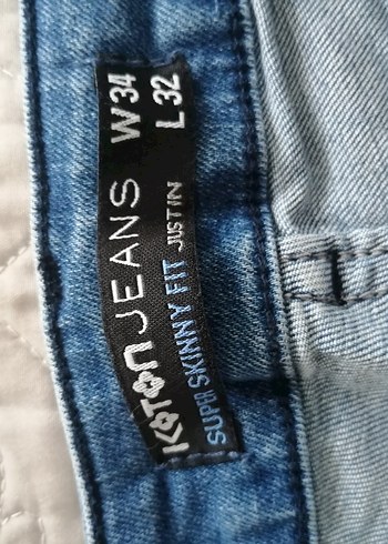 Koton marka L 32 beden Mavi Denim erkek Jean - Görsel 4