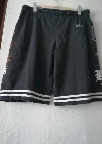 Siyah Baskılı Rock Punk Erkek Şort - Görsel 2