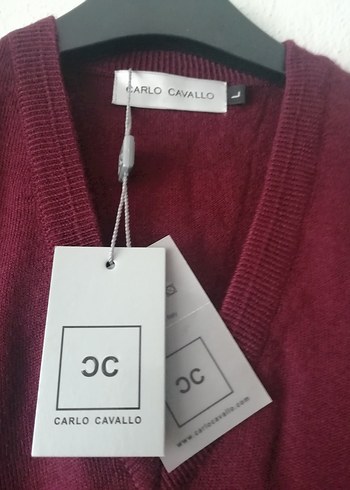 Carlo cavalli, L, Bordo V Yaka Örgü Erkek Süveter - Görsel 3
