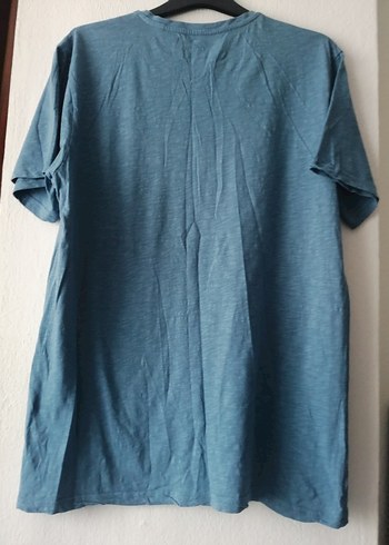 Xxl beden Erkek Mavi Kısa Kollu Tişört - Görsel 2