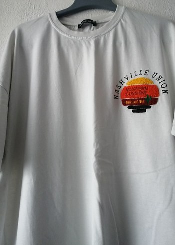 Noche marka, Xxl beden Beyaz, Baskılı Kısa Kollu Oversize Tişört - Görsel 2