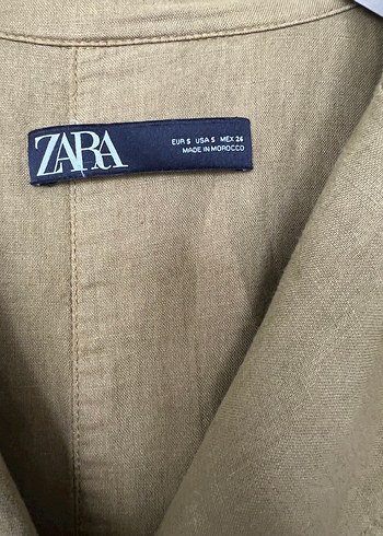 s Beden Zara Haki Uzun Keten Trençkot