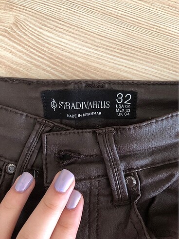 32 Beden kahverengi Renk Stradivarius Deri Pantalon
