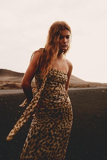 m Beden kahverengi Renk Zara leopar bandeo top