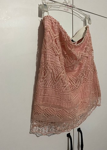 Dantel Detaylı Pembe Mini  Etek - Görsel 5