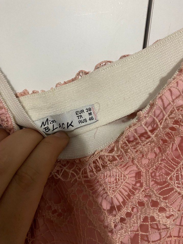 Dantel Detaylı Pembe Mini  Etek - Görsel 2