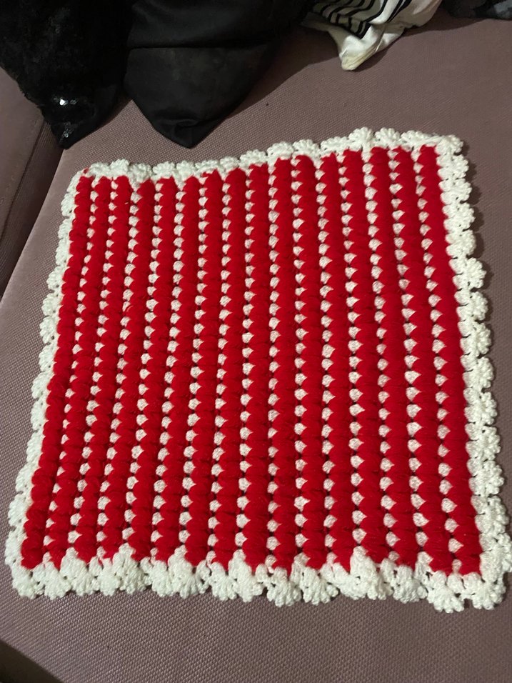 Kırmızı Beyaz El Örgüsü Banyo Süngeri - Görsel 3