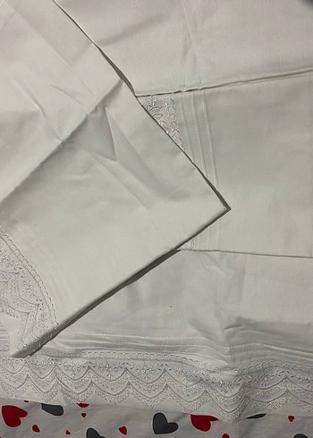 Nakışlı Beyaz 1 çarşaf 2 yastık - Görsel 5