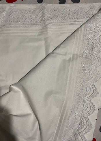 Nakışlı Beyaz 1 çarşaf 2 yastık - Görsel 2