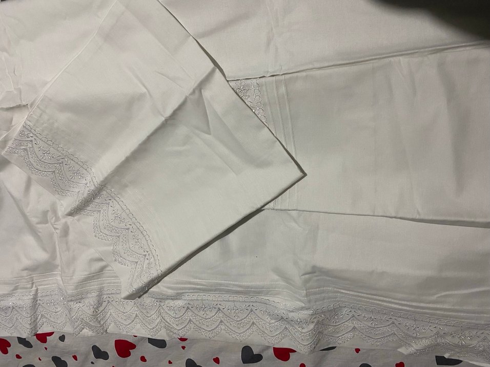 Nakışlı Beyaz 1 çarşaf 2 yastık - Görsel 5