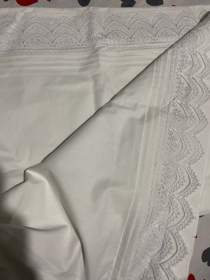Nakışlı Beyaz 1 çarşaf 2 yastık - Görsel 2